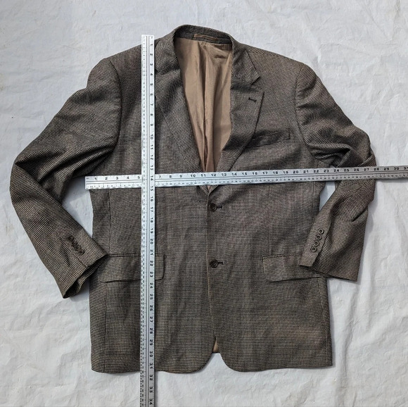 Van Heusen Brown 2 Button Suit Jacket Blazer Men 42 Reg Bamboo Wool - Picture 2 of 9